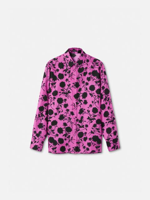VERSACE Floral Silhouette Silk Shirt