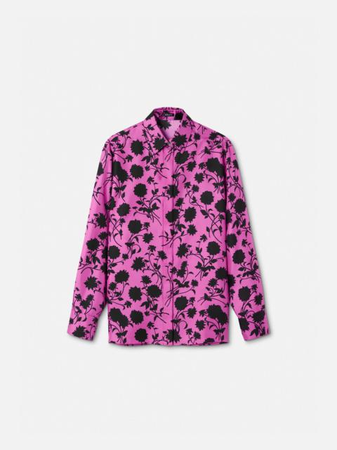 Floral Silhouette Silk Shirt