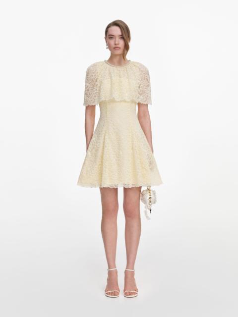 self-portrait Yellow Lace Cape Mini Dress