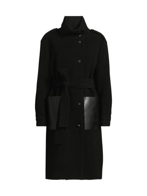 KOBI HALPERIN Women's Monet Faux Leather-Pocket Wool Coat - Black