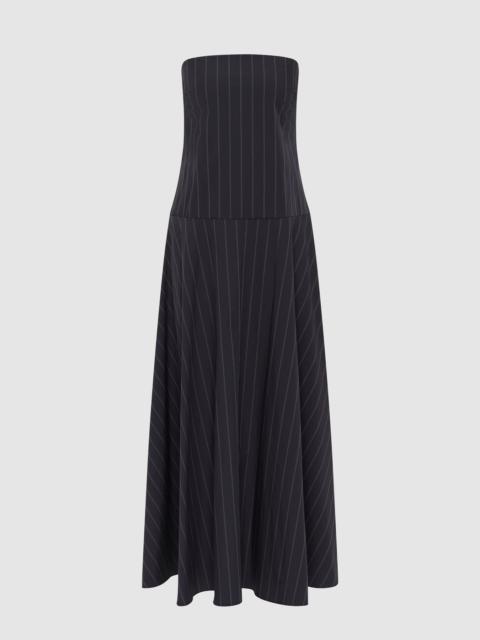 ST. AGNI Strapless Rouleau Dress - Ink Stripe