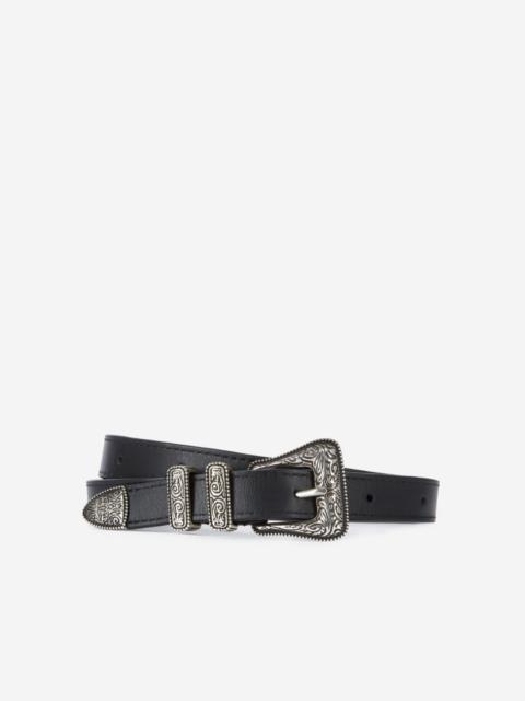 The Kooples THIN BLACK LEATHER BELT
