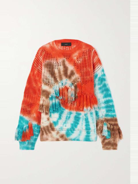 California Dreaming Net tasseled tie-dyed wool sweater