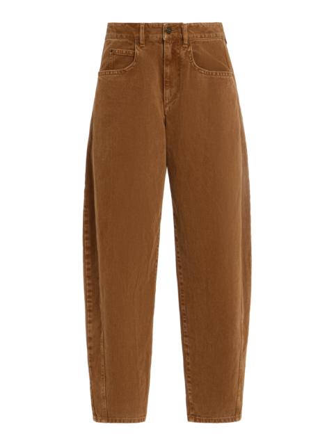 Isabel Marant Oriane Rigid High-Rise Barrel-Leg Jeans brown