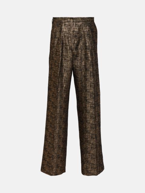 High-rise tweed straight pants