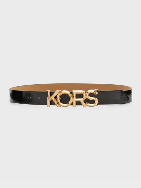MICHAEL KORS Logo Patent Leather Belt