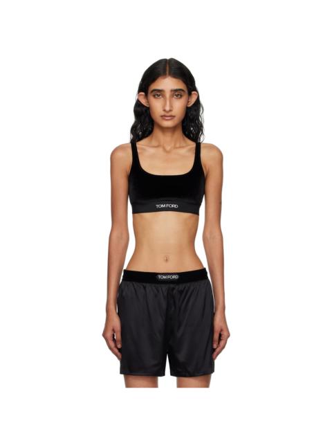 TOM FORD Black Stretch Lustrous Velour Signature Bralette