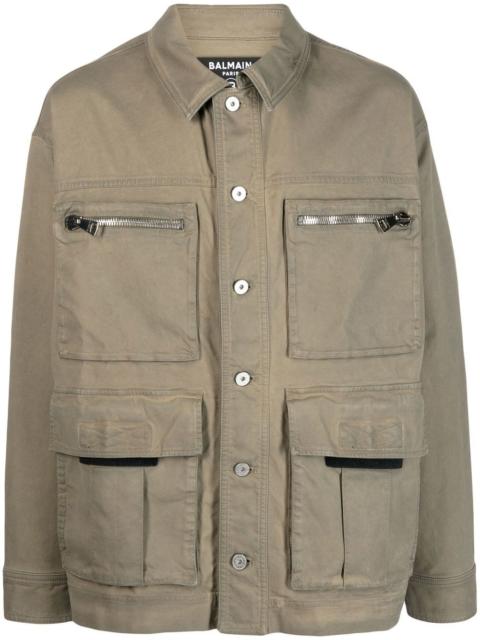 Balmain button-up stretch-cotton military jacket