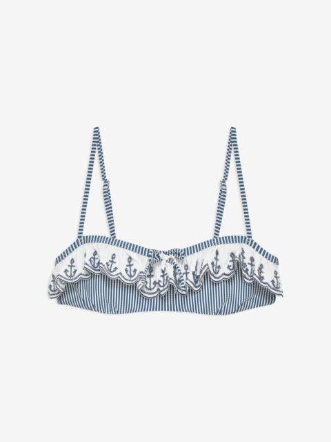 For Love & Lemons Textured Stripes Bikini Top