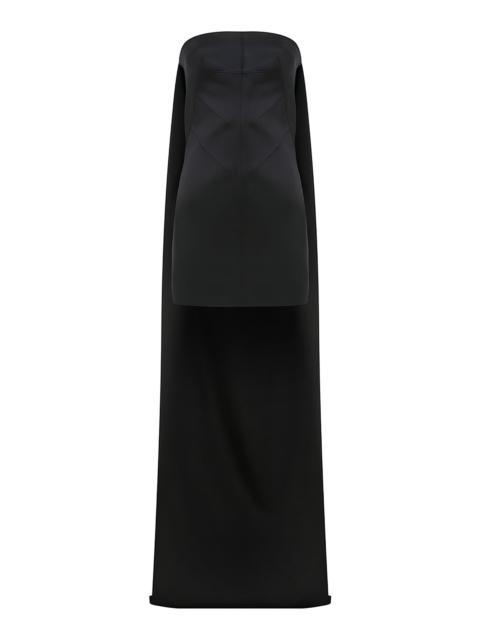 ILA Exclusive Tessa Train-Detailed Strapless Satin Mini Dress black