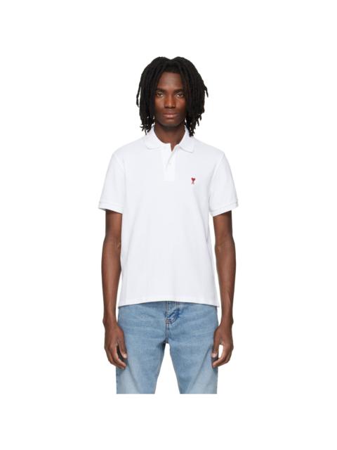 AMI Paris White Cotton Red Ami de Coeur Polo