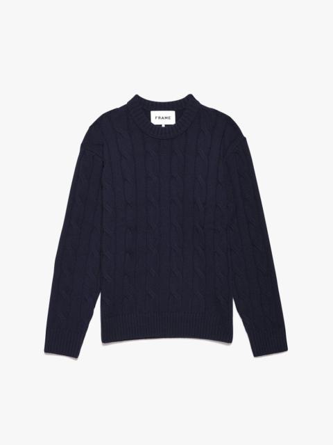 Cashmere Cable Crewneck in Navy