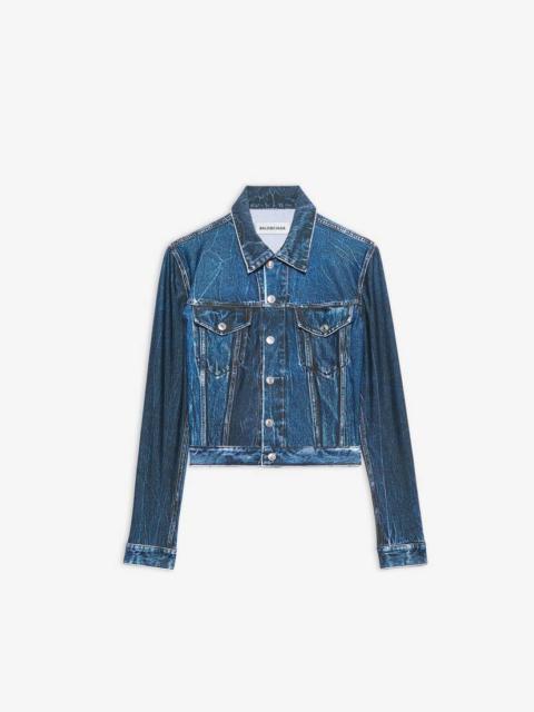 BALENCIAGA Women's Trompe-l'oeil Denim Jacket in Blue