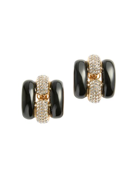 Valentino Women's Pas Plus Metal, Enamel and Swarovski Crystal Earrings - Black Gold