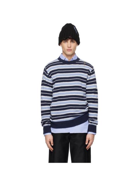Marni Blue & White Iconic Stripe Cashmere Blend Sweater