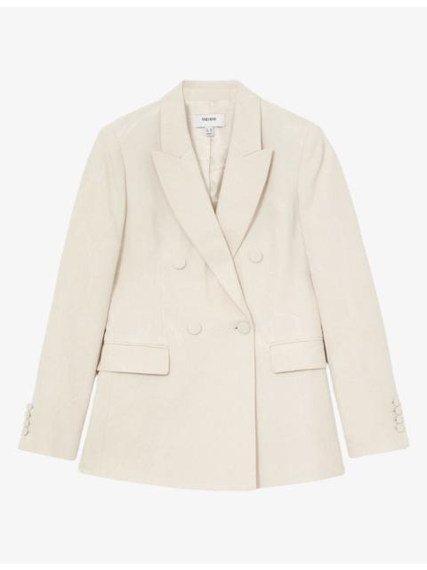 REISS Ottie Double-Breasted Jacquard Blazer