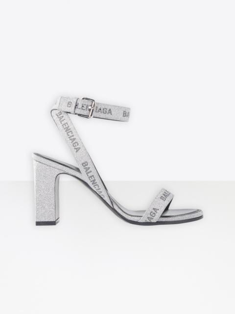 BALENCIAGA Allover Logo Round 80mm Ankle Strap Sandal
