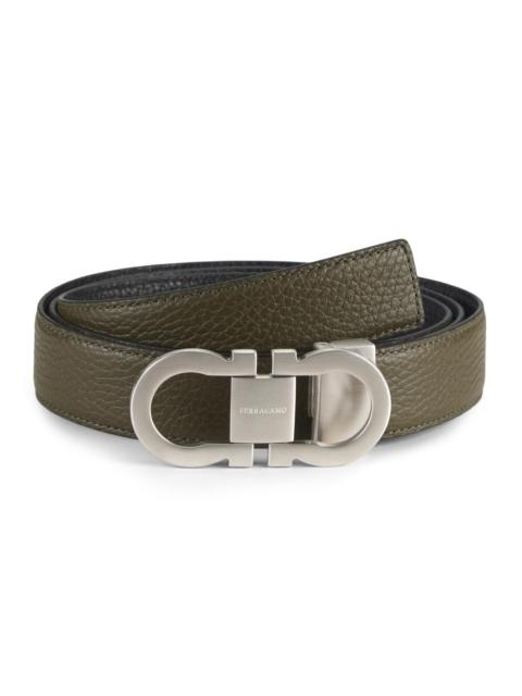 FERRAGAMO Men's Cut-to-Size Gancini Belt - New Olive Nero