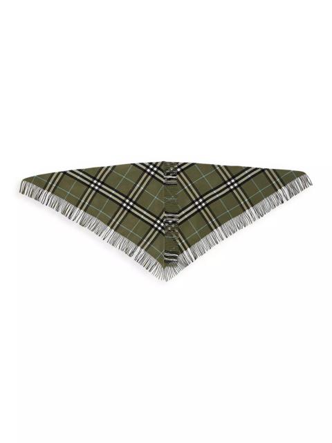 Giant Check Fringed Wool Cape