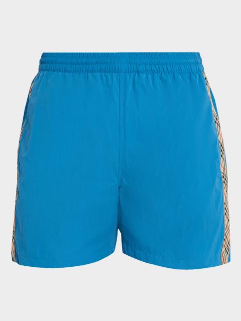 Burberry Men's Check-Trim Nylon Swim Trunks