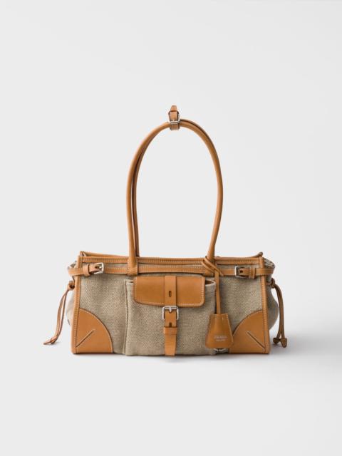 Prada Prada Bonnie medium linen and leather handbag