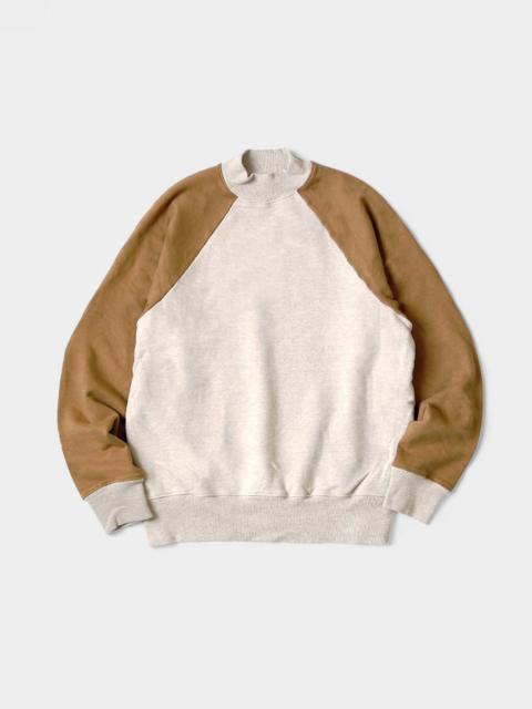 Kapital 12/- SWT KNIT 2-TONES RAGLAN MOCK NECK SWT (1966 SLEEVE) - ECRU/GOLD