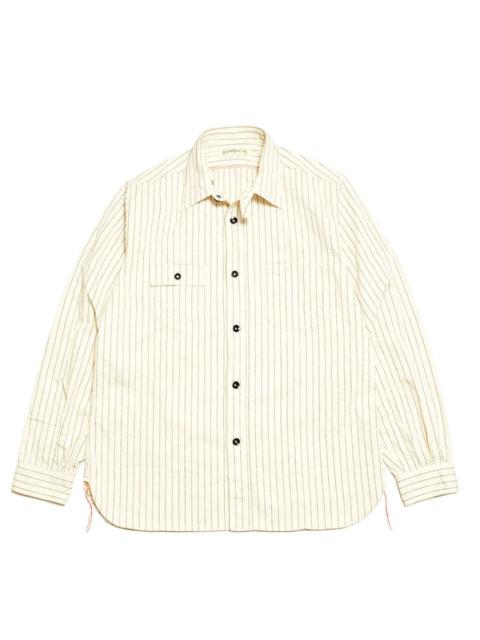 SUGAR CANE Fiction Romance - 8.5oz. White Wabash Stripe Work Shirt - SC27076-401