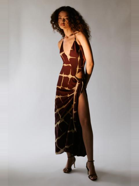 BARDOT Cyrel Printed Maxi Dress In Burgundy Check