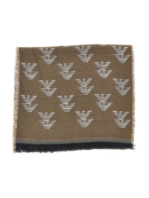 EMPORIO ARMANI KNITTED SCARF WITH EAGLE MOTIF
