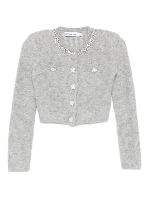 self-portrait crystal-embellished cardigan