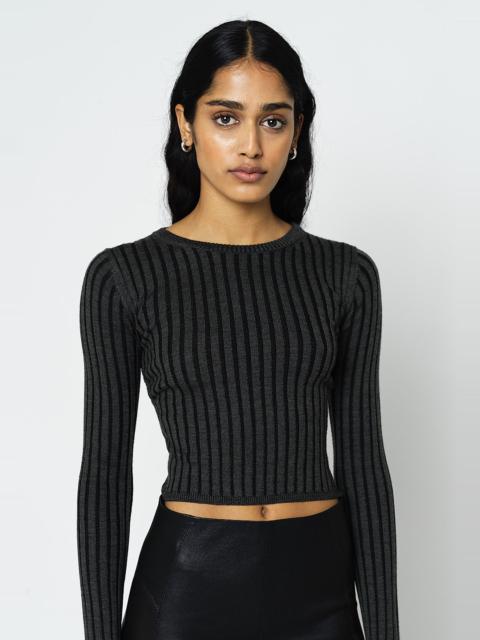 John Elliott REVEAL SILK CASHMERE RIB CROPPED CREW