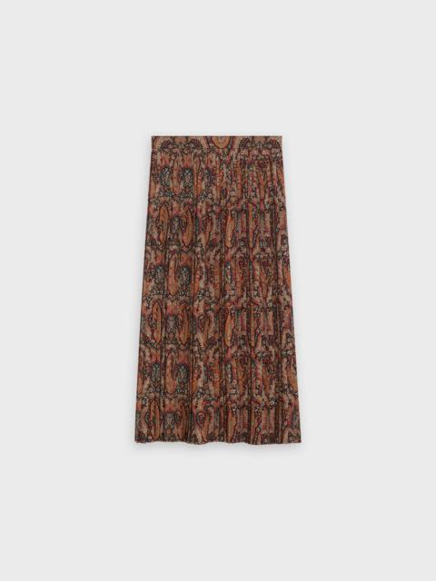 CELINE MIDI PLEATED SKIRT IN PRINTED WOOL