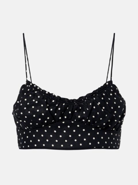 FAITHFULL Lucia polka-dot linen crop top