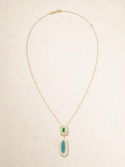 SUZANNE KALAN 18-karat gold multi-stone necklace Green