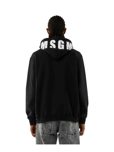 MSGM Cotton sweatshirt with a maxi logo on the hood