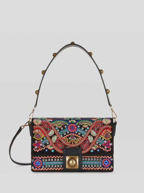 Etro CROWN ME EMBROIDERED SUEDE SHOULDER BAG