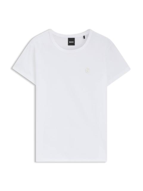 BOSS SLIM-FIT MERCERIZED-COTTON T-SHIRT WITH DOUBLE B MONOGRAM
