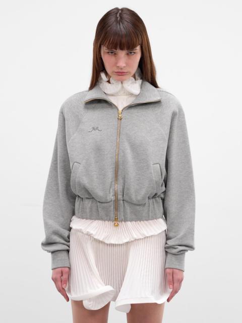 ROWEN ROSE Gray Cotton Fleece Bomber Jacket