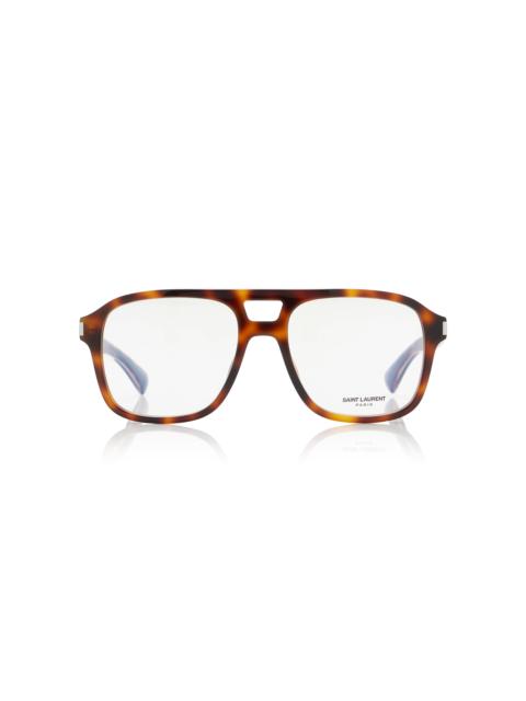 SAINT LAURENT Aviator-Frame Acetate Glasses brown