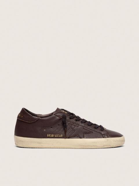 Men's Super-Star in dark brown leather with tone-on-tone leather star