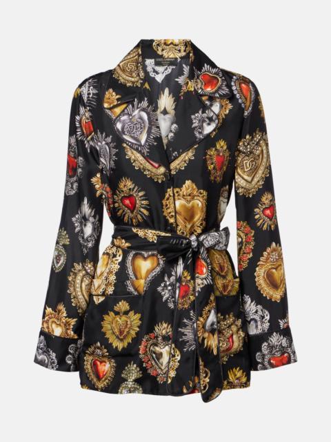 Dolce & Gabbana Devotion belted silk twill shirt