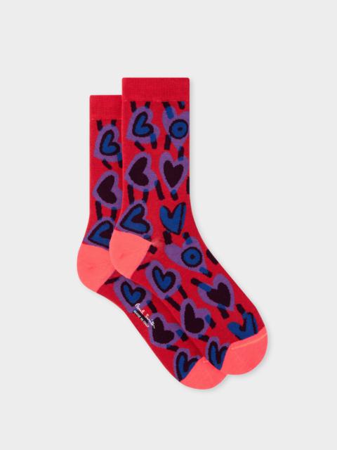 Paul Smith Women's Red 'Valentines' Socks