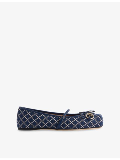 GUCCI Kids' Horsebit Tweed Ballerina Flat