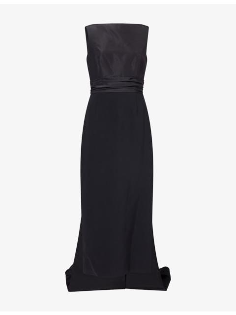 CAROLINA HERRERA Column Bow-Embellished Crepe Maxi Dress