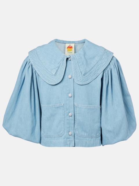 FARM RIO Puff-sleeve denim shirt
