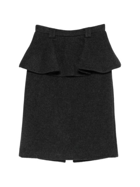 N°21 peplum-waist wool-blend midi skirt