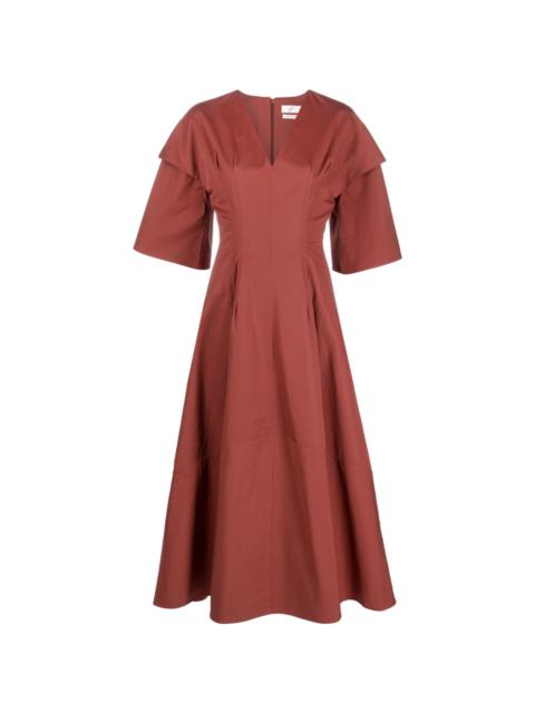 layered-sleeve maxi dress