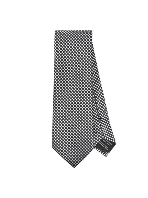 polka dot-jacquard silk tie