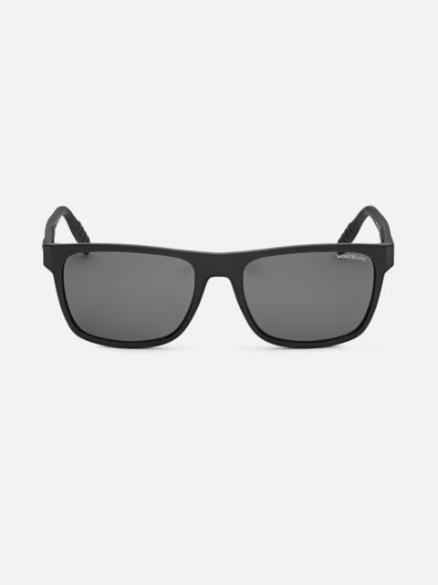 Montblanc Rectangular Sunglasses with Black-Colored Injected Frame