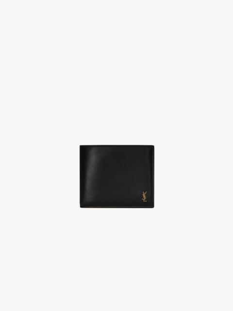 SAINT LAURENT TINY CASSANDRE EAST/WEST WALLET IN SHINY LEATHER